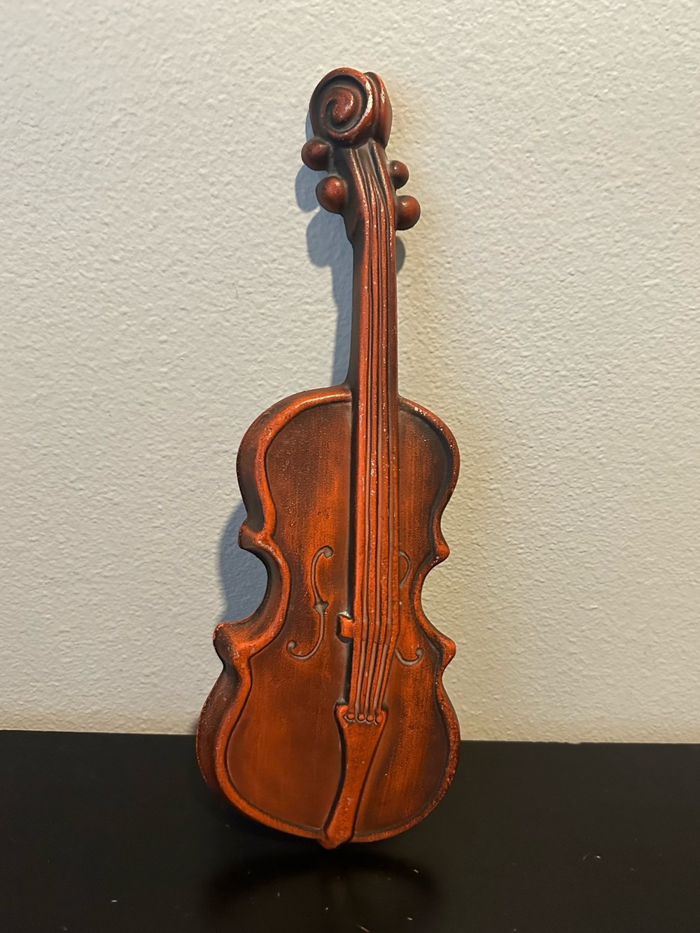 Vintage Royal Cast Red Metal Violin Wall Hanging Decor